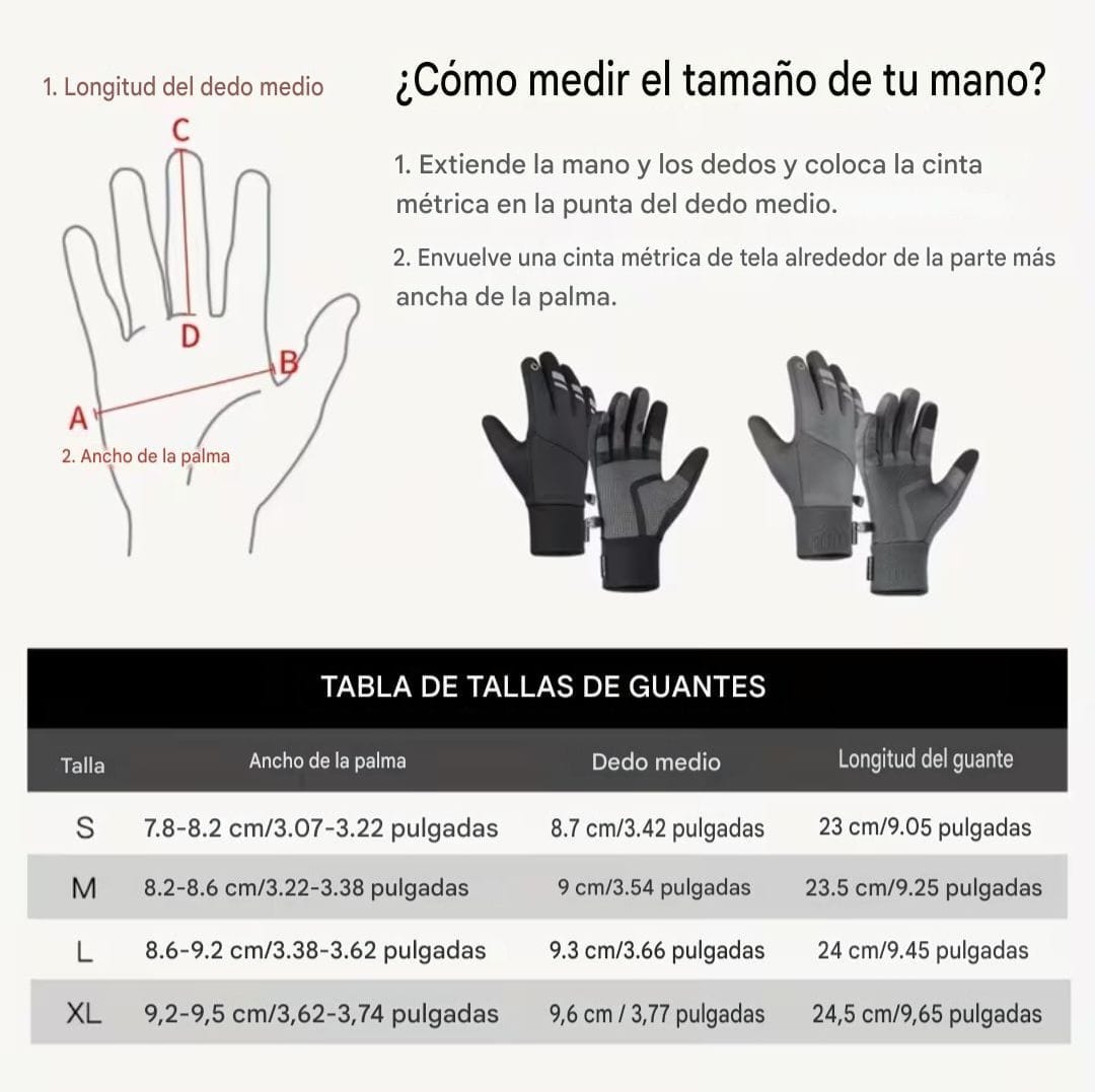 KYNCILOR, Guantes Térmicos Para Moto, Bici, Impermeables, Touch con Reflejante.