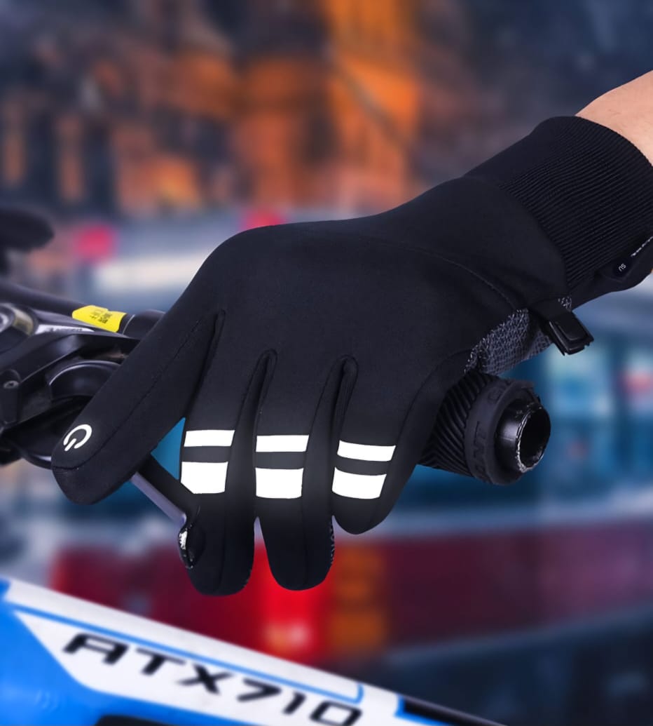 KYNCILOR, Guantes Térmicos Para Moto, Bici, Impermeables, Touch con Reflejante.