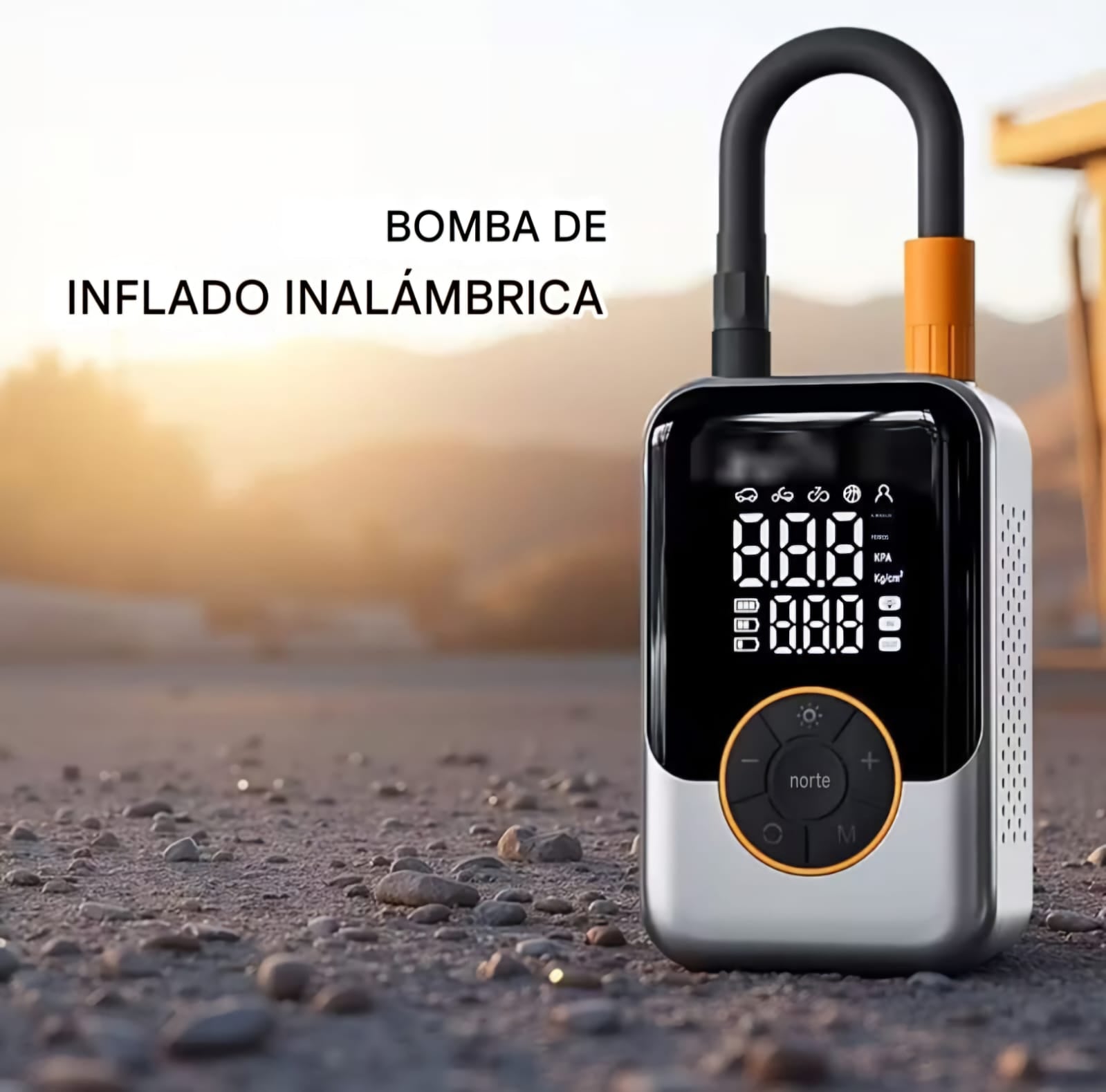 Mini Inflador de Neumaticos, Compresor de Aire Portatil con Pantalla LED, Recargable hasta 150PSI.