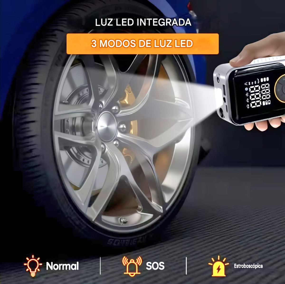 Mini Inflador de Neumaticos, Compresor de Aire Portatil con Pantalla LED, Recargable hasta 150PSI.