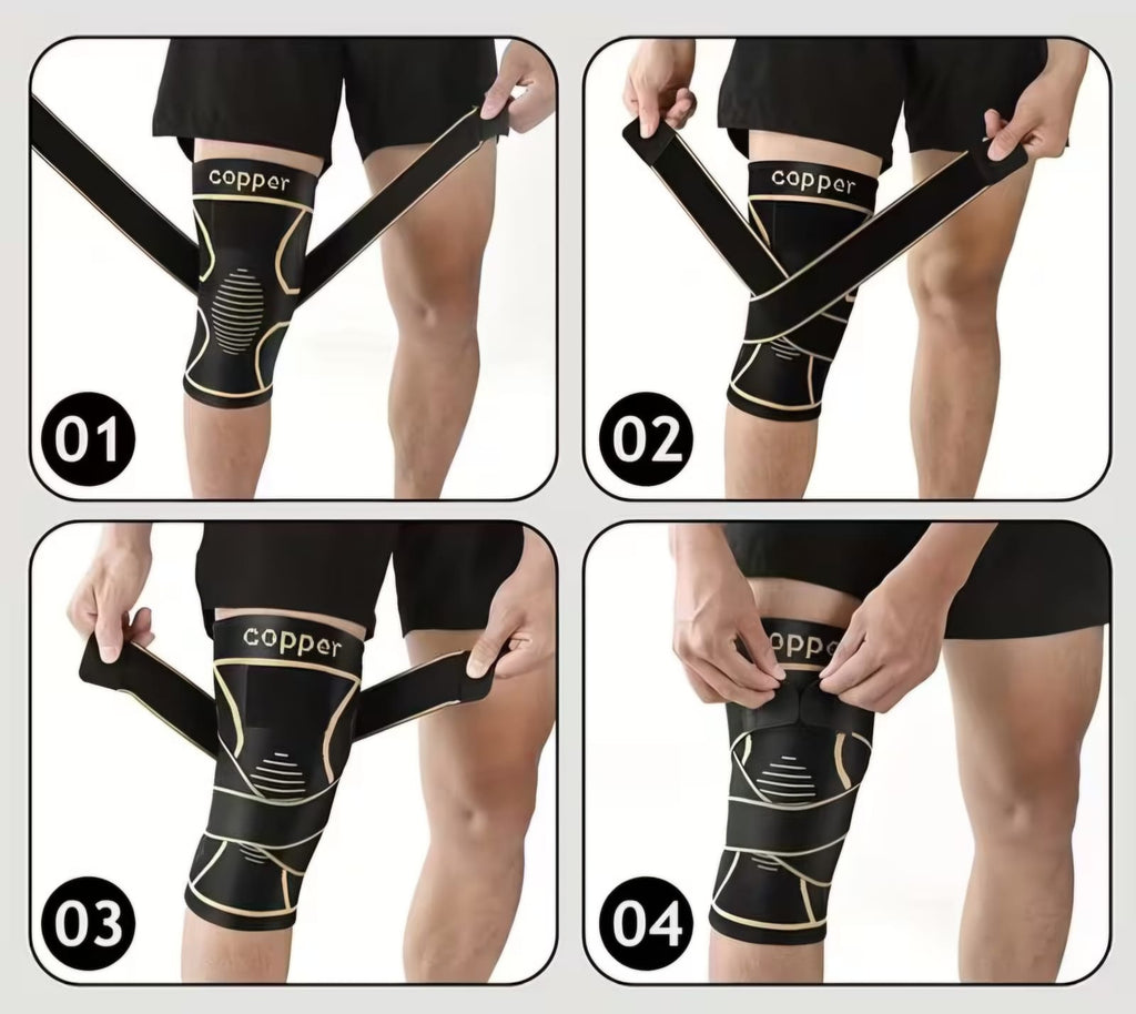 COPPER, Par Rodilleras Elasticas Deportivas Compresión Ajustables.