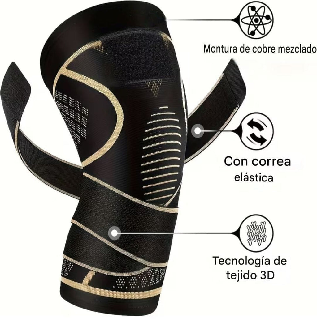 COPPER, Par Rodilleras Elasticas Deportivas Compresión Ajustables.