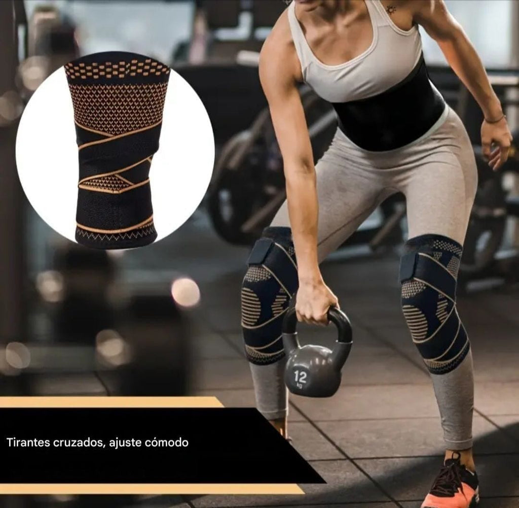 COPPER, Par Rodilleras Elasticas Deportivas Compresión Ajustables.
