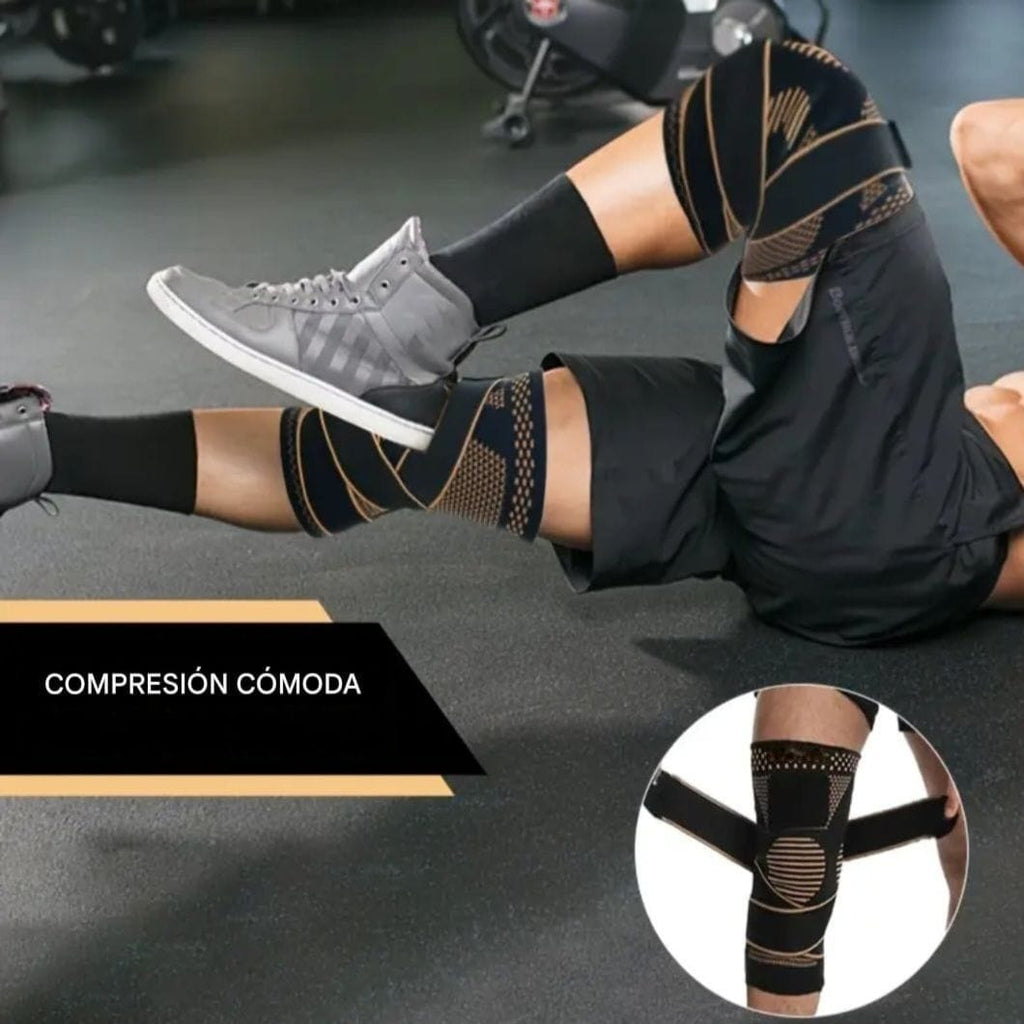 COPPER, Par Rodilleras Elasticas Deportivas Compresión Ajustables.