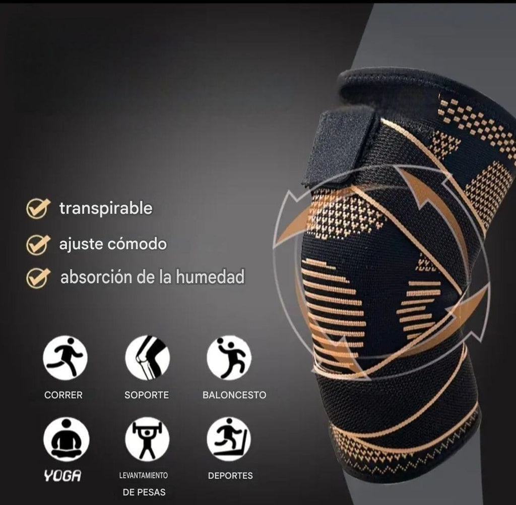 COPPER, Par Rodilleras Elasticas Deportivas Compresión Ajustables.