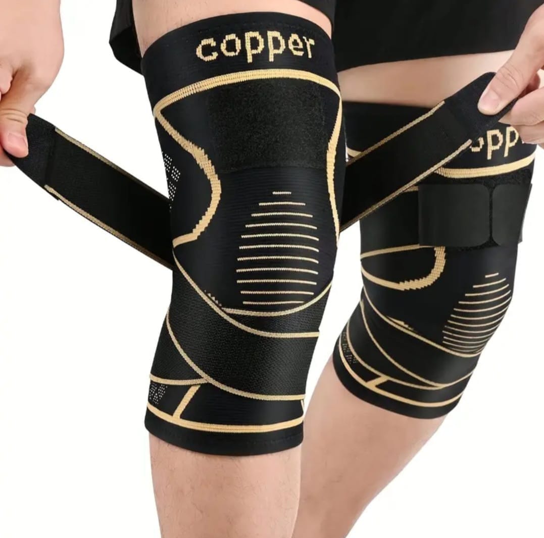 COPPER, Par Rodilleras Elasticas Deportivas Compresión Ajustables.
