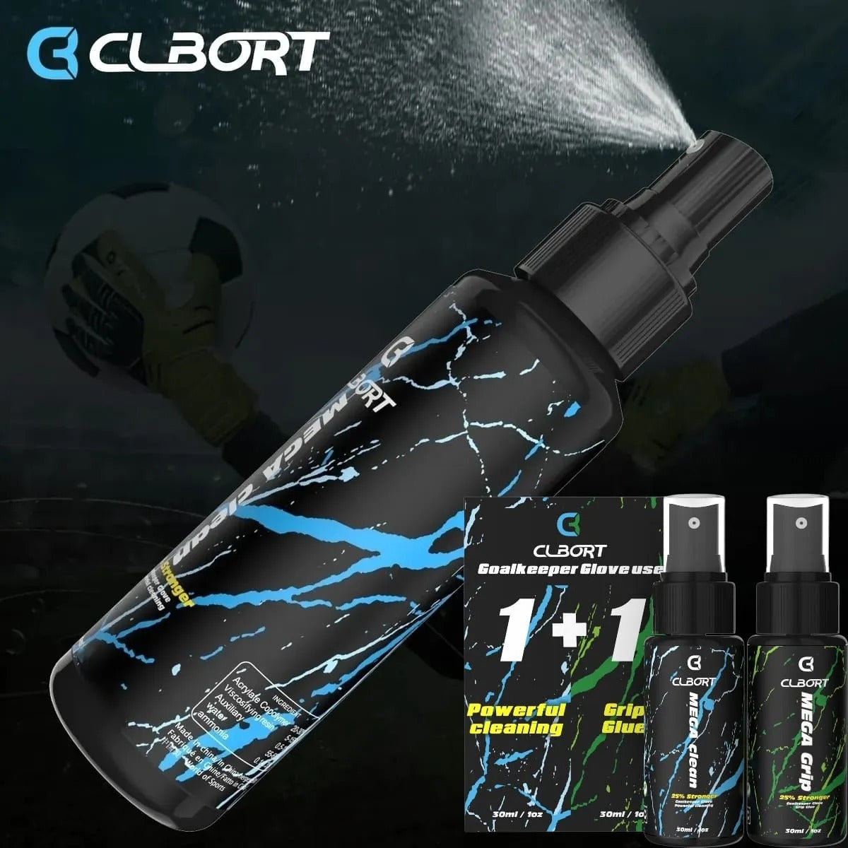 CLBORT, Multifunción, Glove Glue Grip, Spray Para Lavar y Preparar Guantes de Portero.