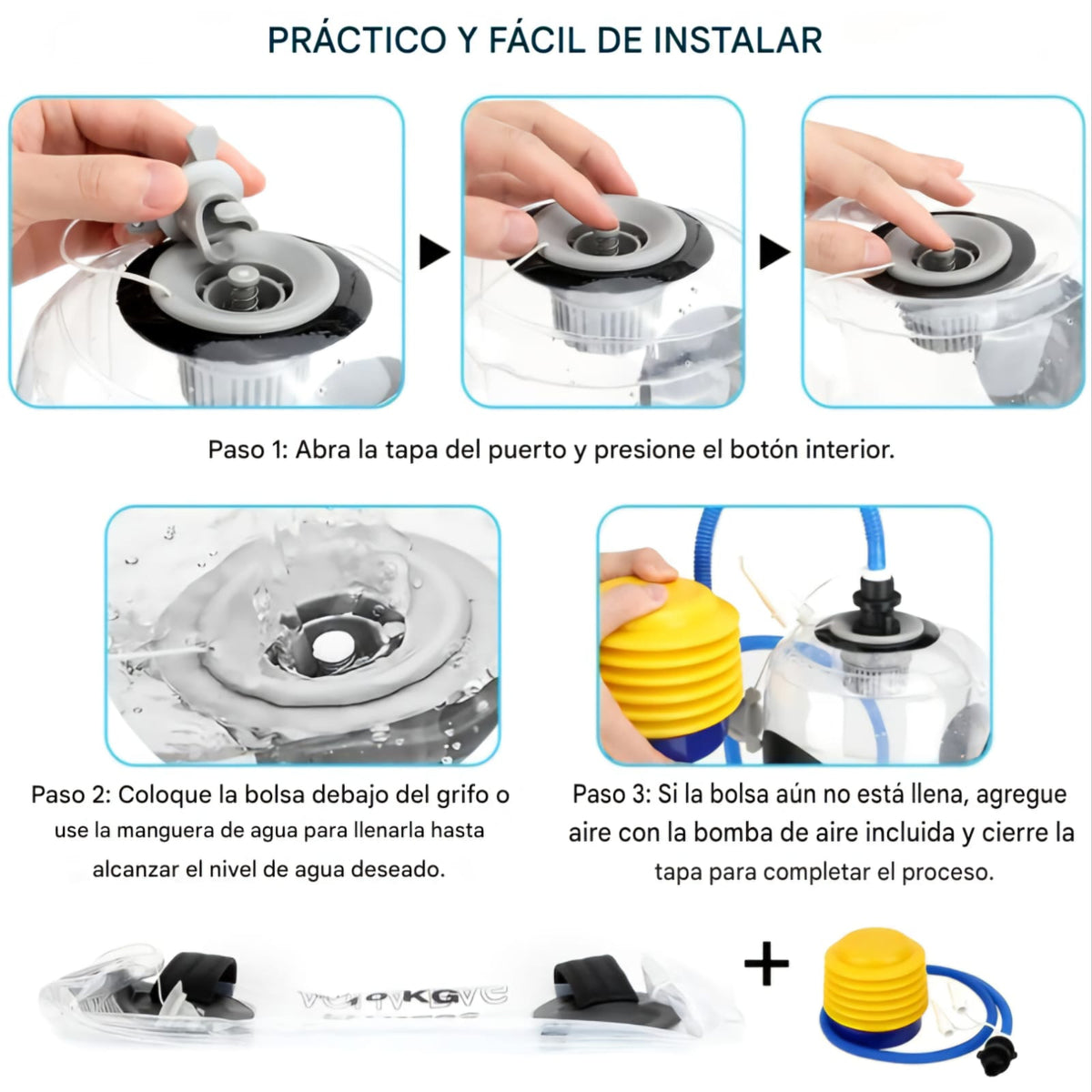 Water bag 20 L/Kg, Paquete de Ejercicios para Fitness, Bolsa de entrenamiento de Peso.