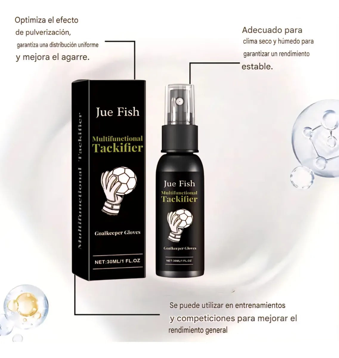 JUE FISH, Multifuncional Tackifier, Goalkeeper Gloves,  Antideslizante en Spray, Para Guantes Portero y Articulos Deportivos